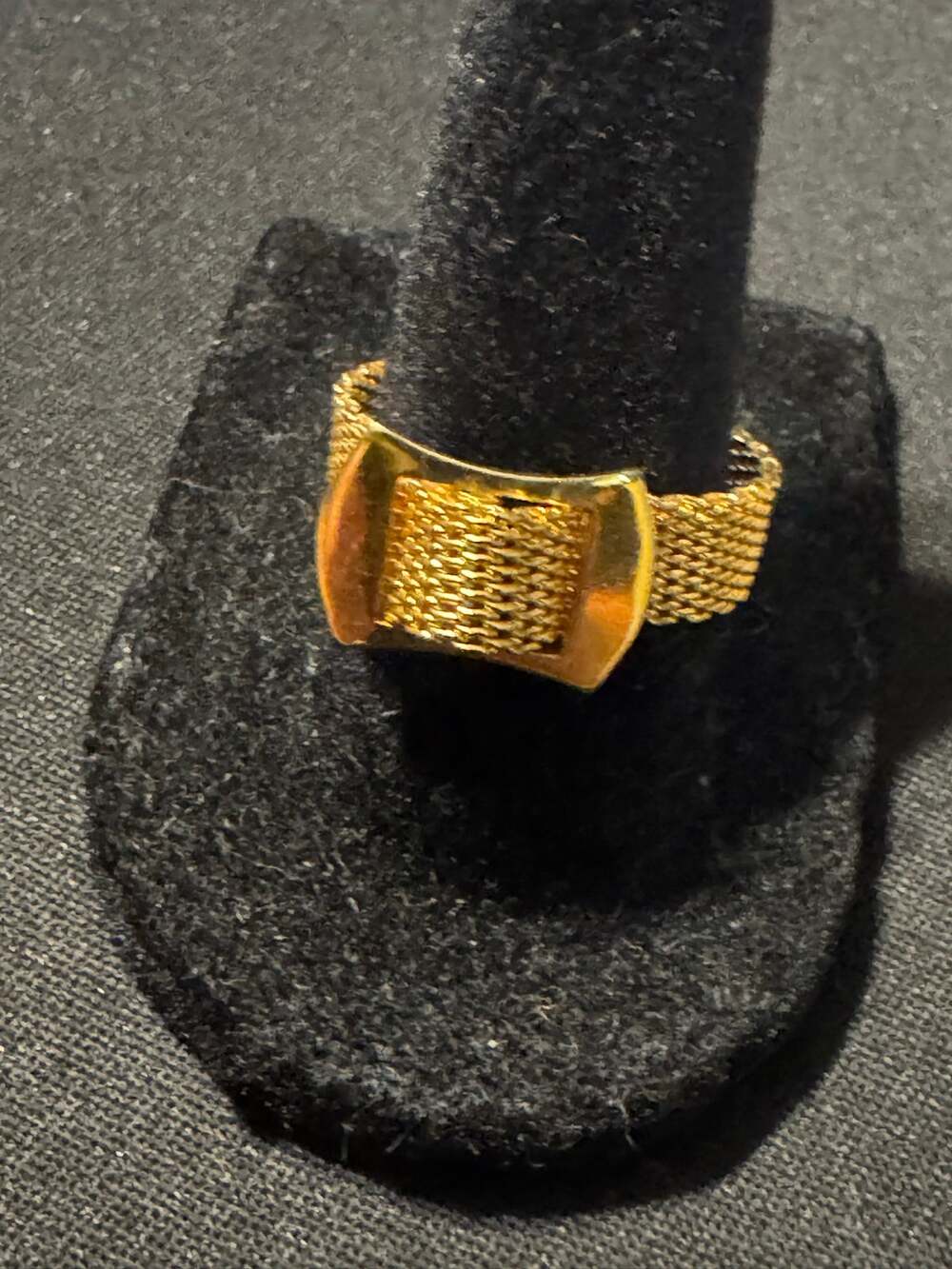 Vintage Japan Adjustable Gold Tone Mesh Ring